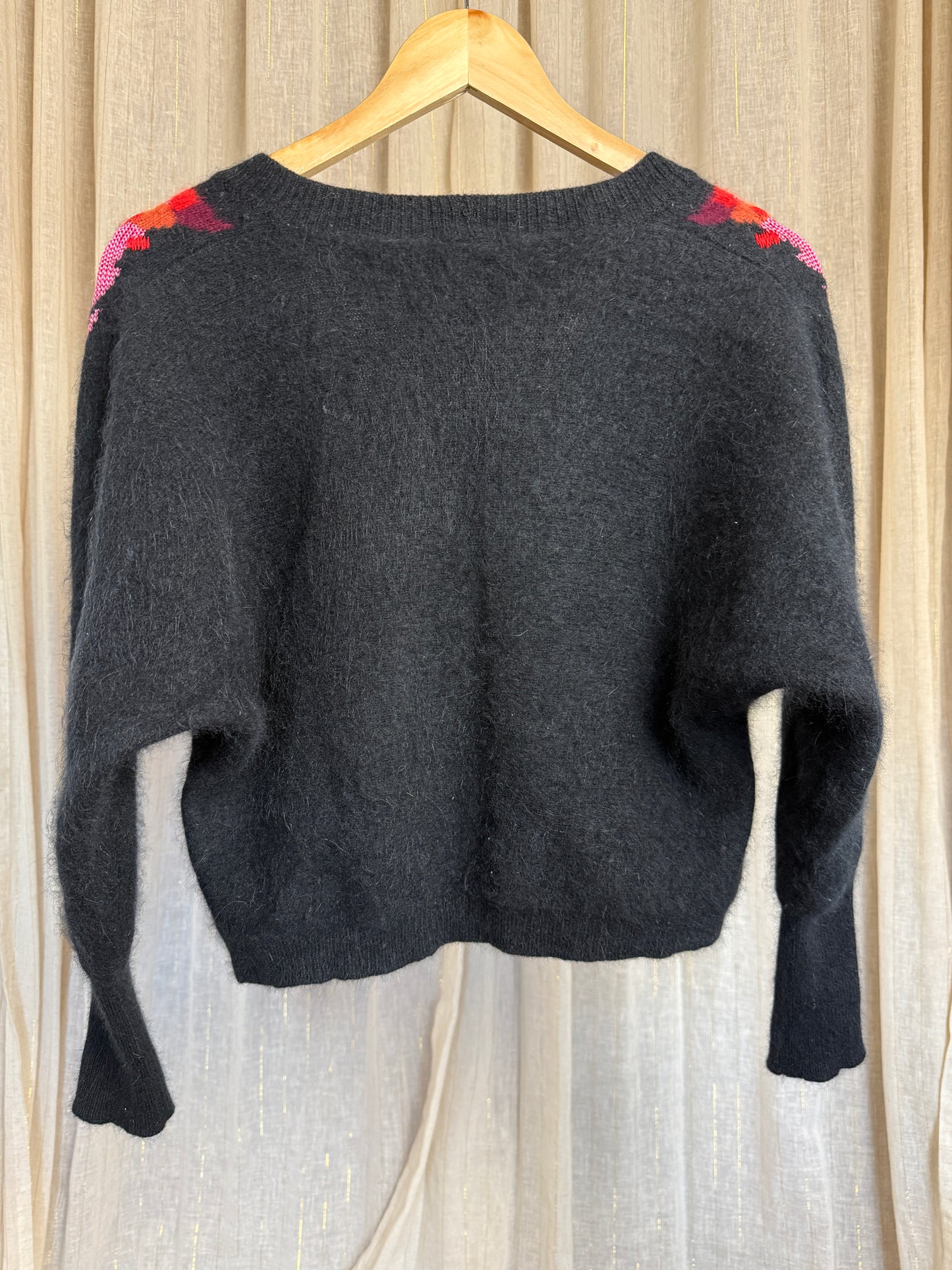 VINTAGE LAMBSWOOL & ANGORA FLORAL CARDIGAN - UK 8/10