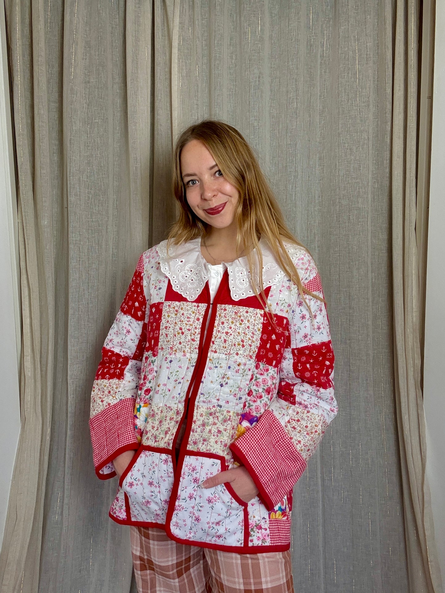 HANDMADE PATCHWORK QUILT JACKET - UK 14/16