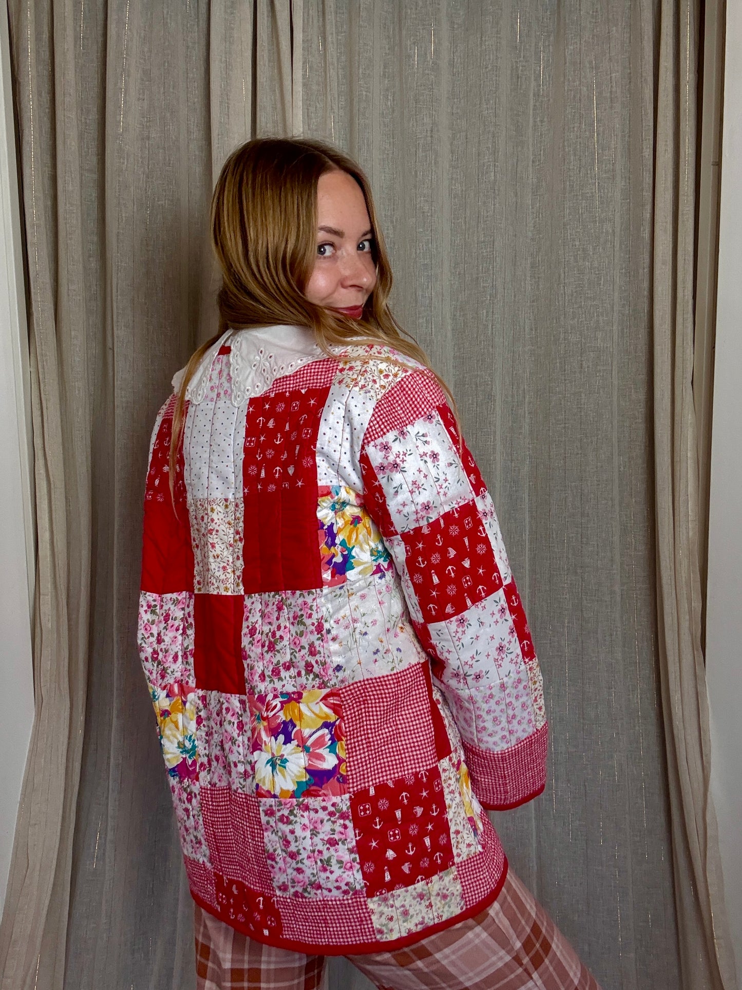 HANDMADE PATCHWORK QUILT JACKET - UK 14/16