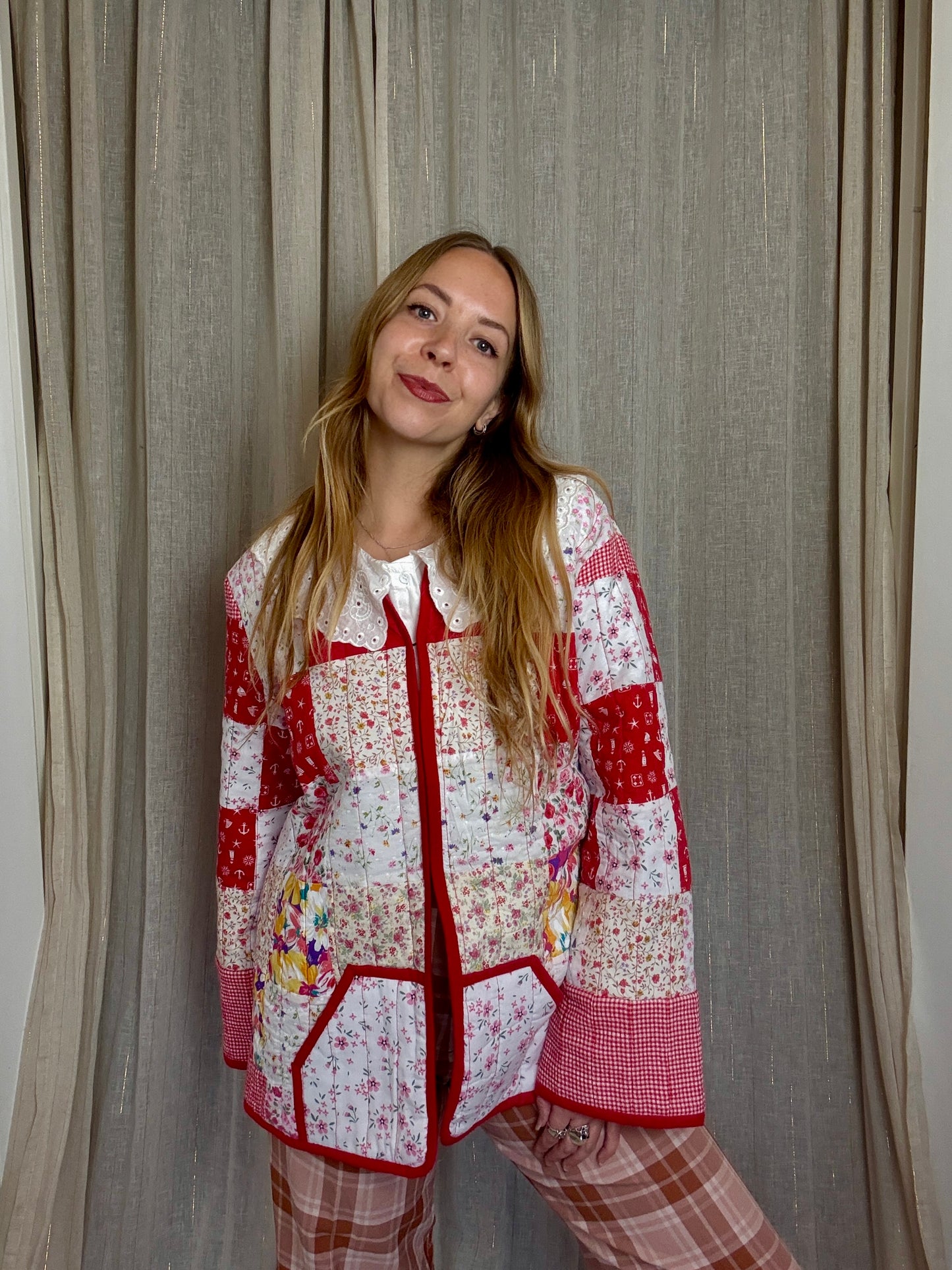 HANDMADE PATCHWORK QUILT JACKET - UK 14/16