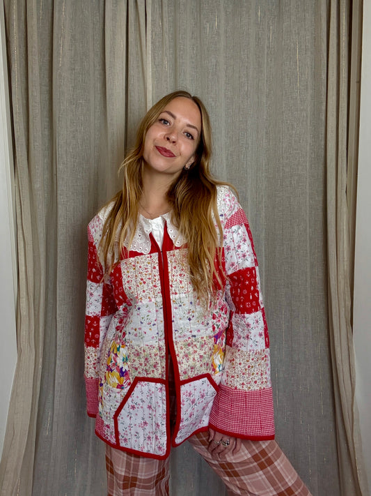 HANDMADE PATCHWORK QUILT JACKET - UK 14/16