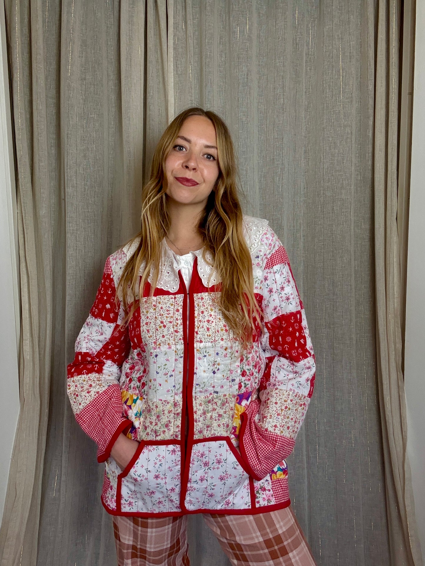 HANDMADE PATCHWORK QUILT JACKET - UK 14/16