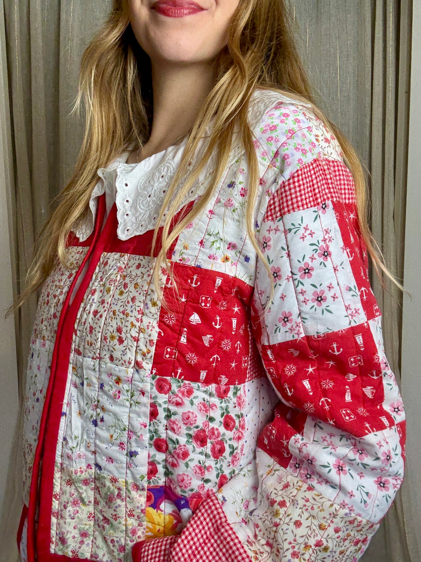 HANDMADE PATCHWORK QUILT JACKET - UK 14/16