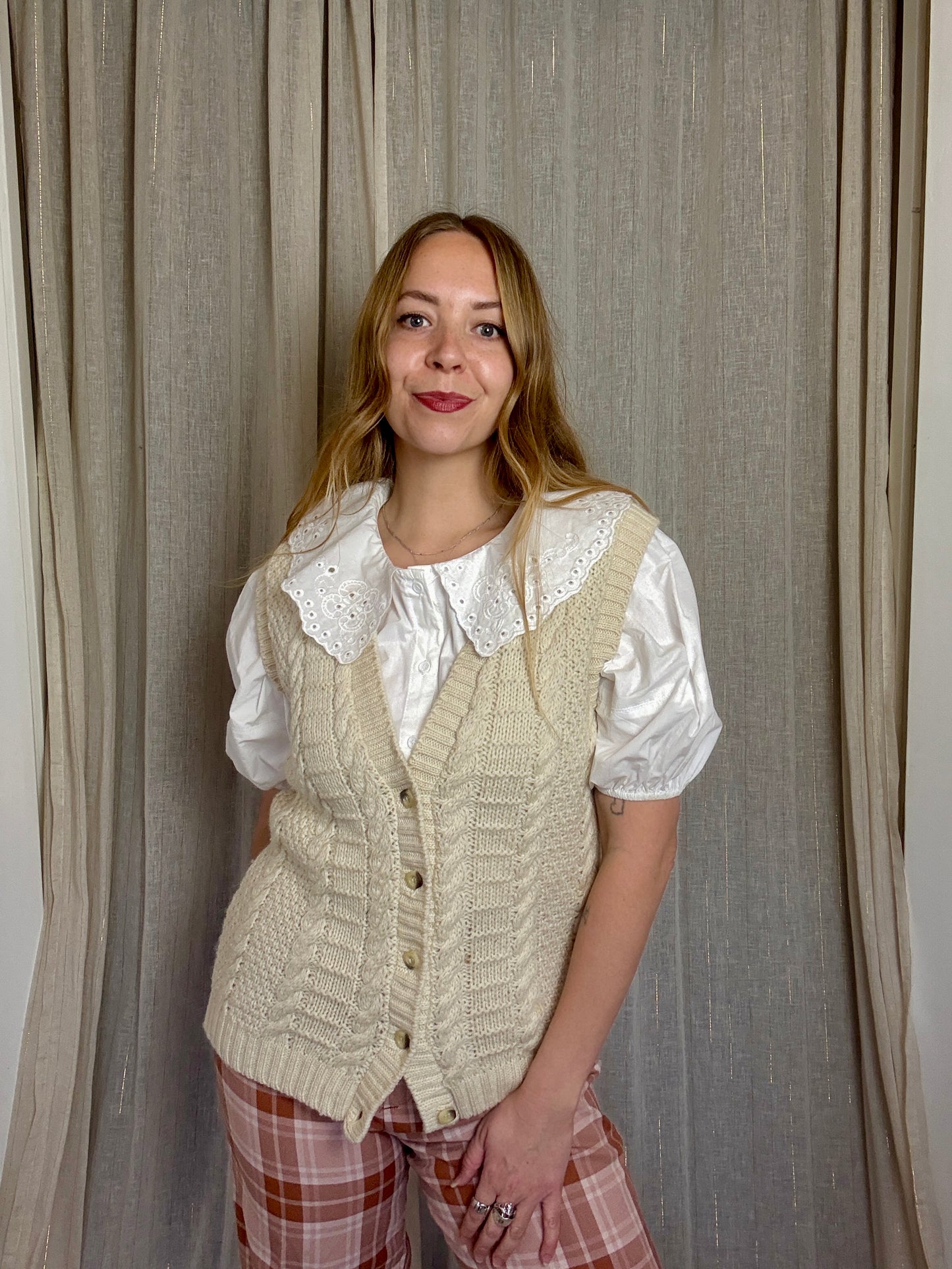 HAND KNITTED WOOL CALI VEST - UK 12/14