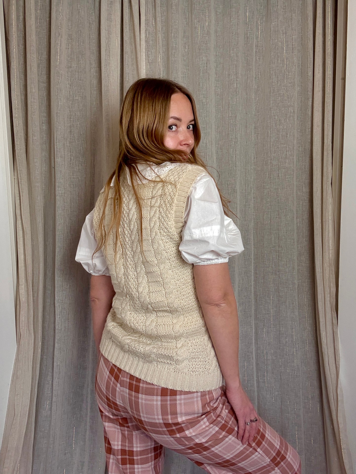 HAND KNITTED WOOL CALI VEST - UK 12/14