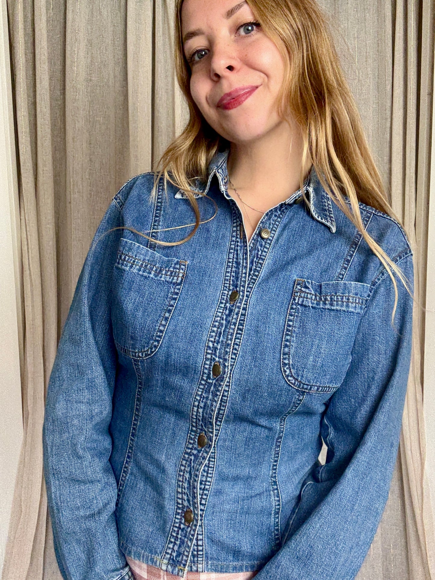 VINTAGE LAURA ASHLEY DENIM SHIRT - UK 10