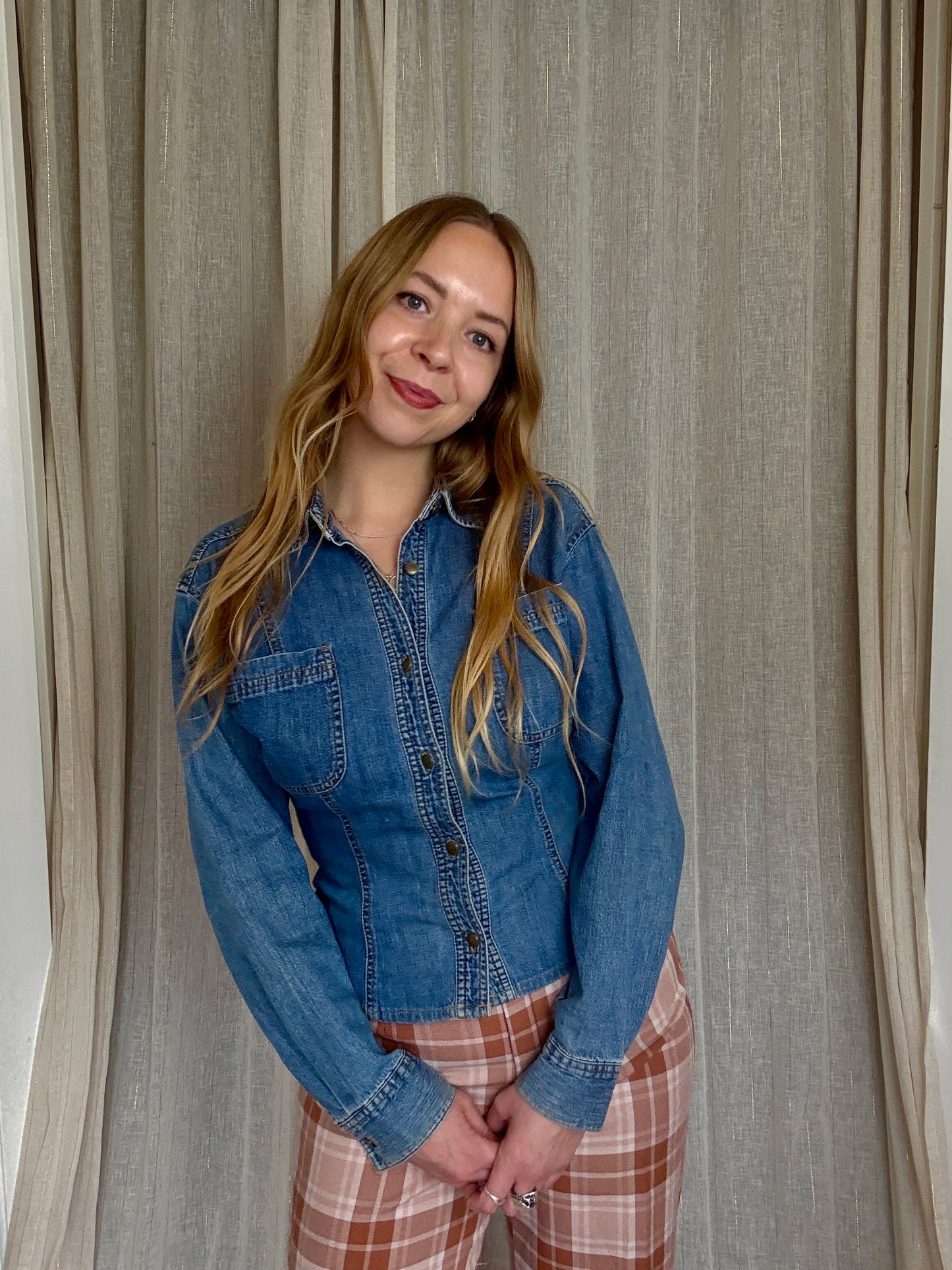 VINTAGE LAURA ASHLEY DENIM SHIRT - UK 10