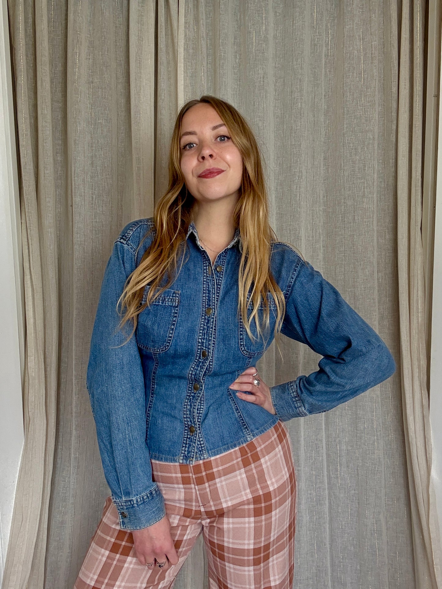 VINTAGE LAURA ASHLEY DENIM SHIRT - UK 10