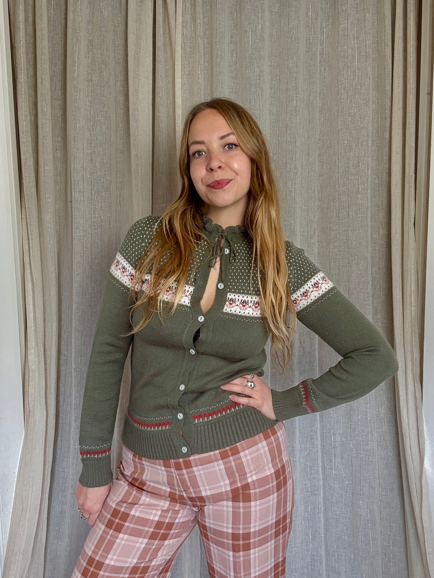 VINTAGE FAIR ISLE CHRISSY CARDIGAN - UK 8