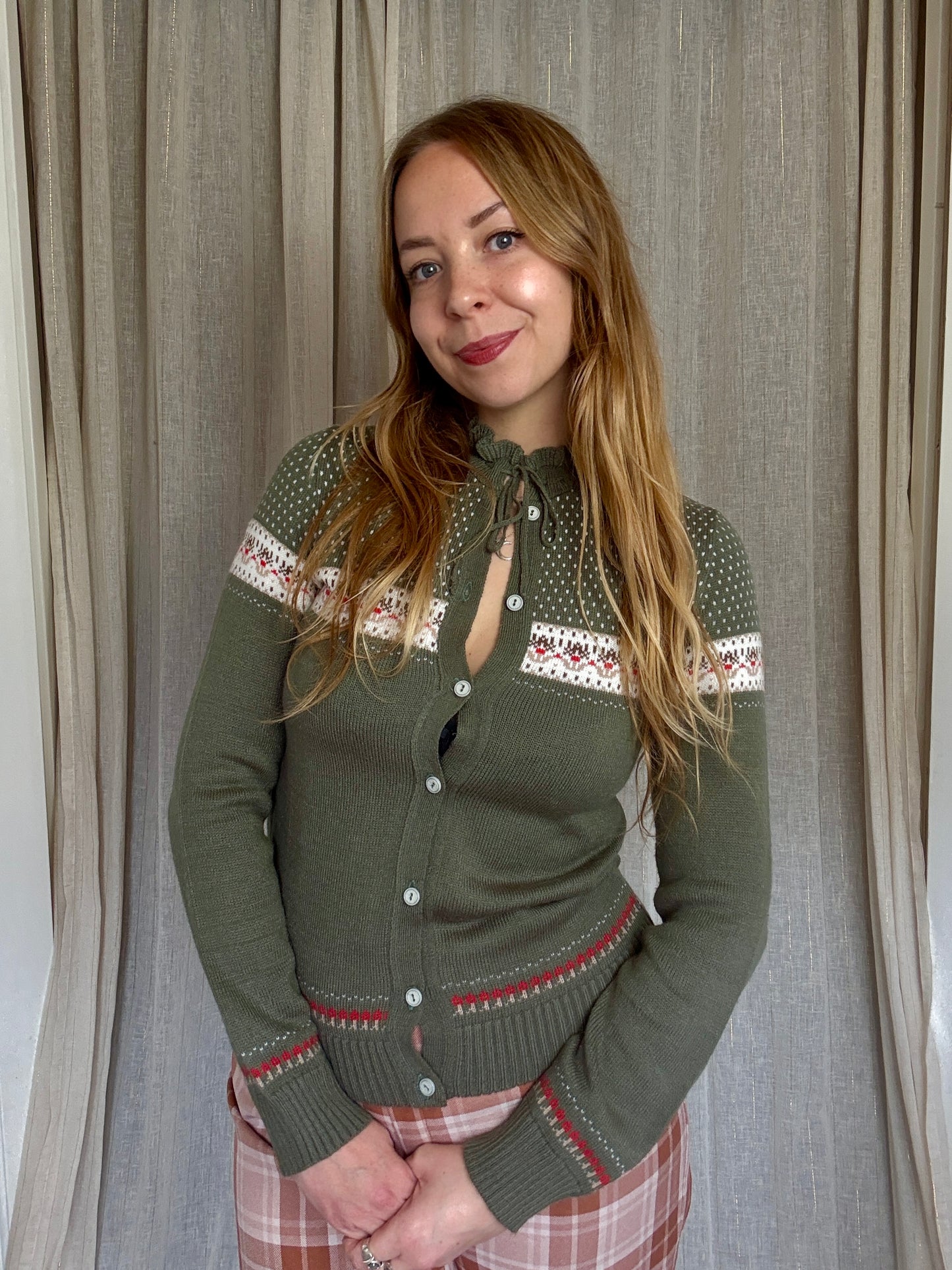 VINTAGE FAIR ISLE CHRISSY CARDIGAN - UK 8