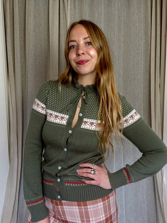 VINTAGE FAIR ISLE CHRISSY CARDIGAN - UK 8